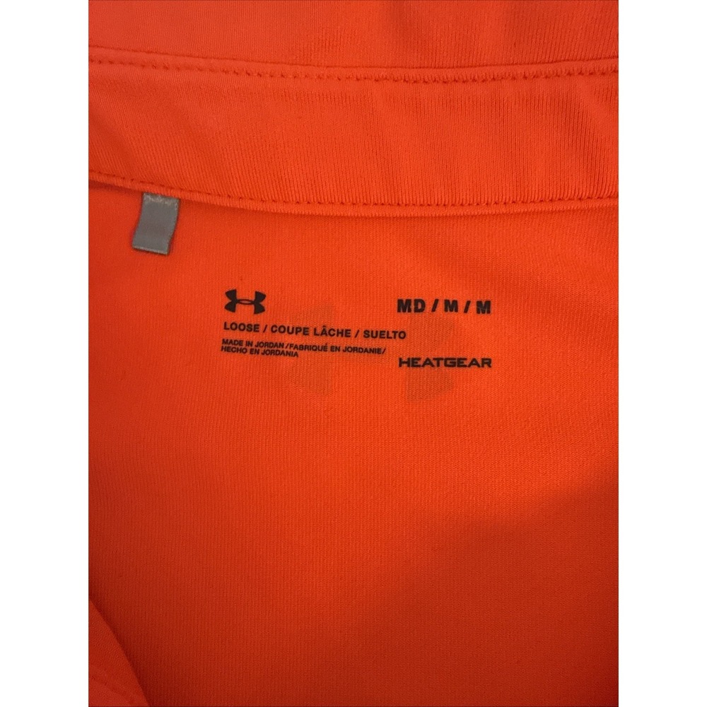 Under Armour Polo‎ Shirt Mens M Orange Multicolor Short Sleeve Collared Pullover - Picture 2 of 5